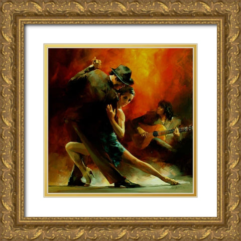 Tango Argentino III Gold Ornate Wood Framed Art Print with Double Matting by Haenraets, Willem