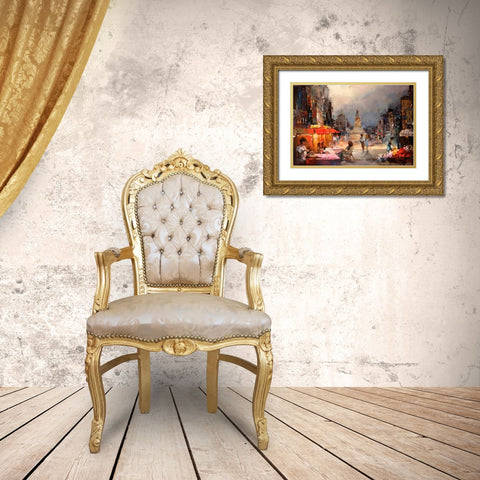 Cafe Rouge II Gold Ornate Wood Framed Art Print with Double Matting by Haenraets, Willem
