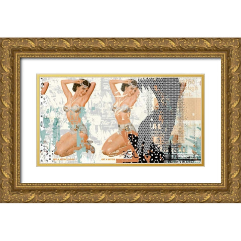 Double pin-up Gold Ornate Wood Framed Art Print with Double Matting by Albers, Teis