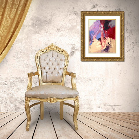 Golf Bogey Gold Ornate Wood Framed Art Print with Double Matting by Bakker, Jochem