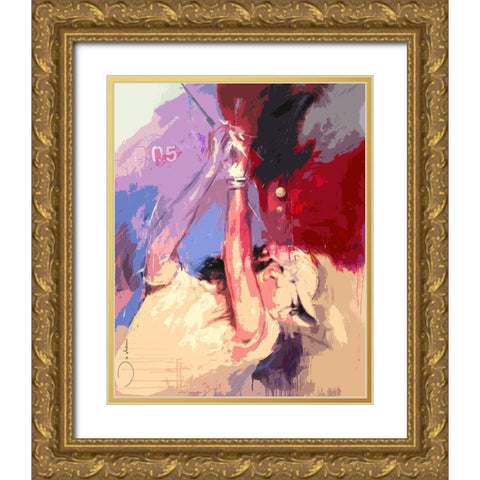 Golf Bogey Gold Ornate Wood Framed Art Print with Double Matting by Bakker, Jochem