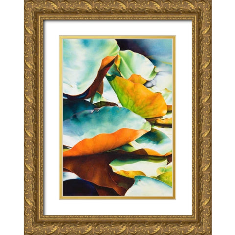 Nymphea 3 Gold Ornate Wood Framed Art Print with Double Matting by Koch, Angelika
