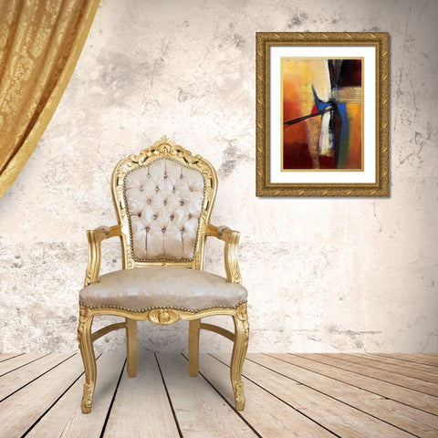 Blue intervention Gold Ornate Wood Framed Art Print with Double Matting by Danckaert, Bea