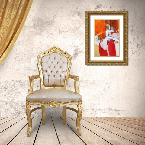Red Expression I Gold Ornate Wood Framed Art Print with Double Matting by Ruttkau,El