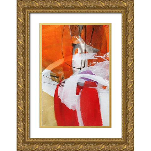 Red Expression I Gold Ornate Wood Framed Art Print with Double Matting by Ruttkau,El