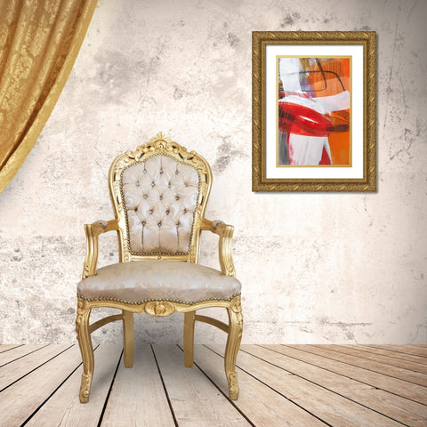 Red Expression II Gold Ornate Wood Framed Art Print with Double Matting by Ruttkau,El