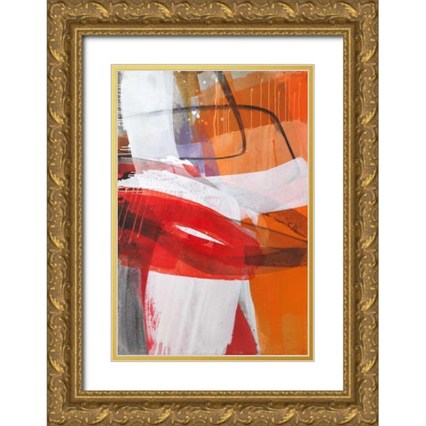 Red Expression II Gold Ornate Wood Framed Art Print with Double Matting by Ruttkau,El
