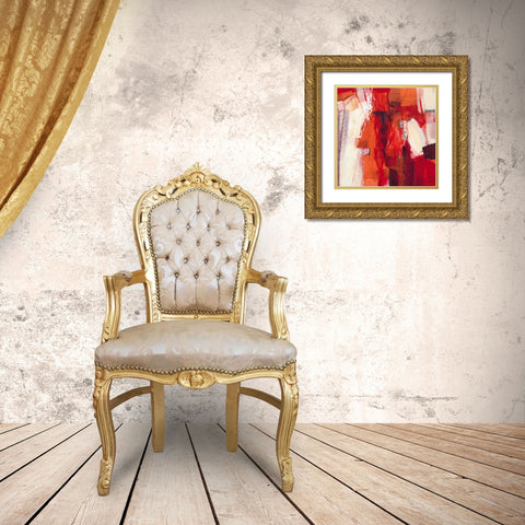 Rosso Astratto Gold Ornate Wood Framed Art Print with Double Matting by Cusumano, Francesco