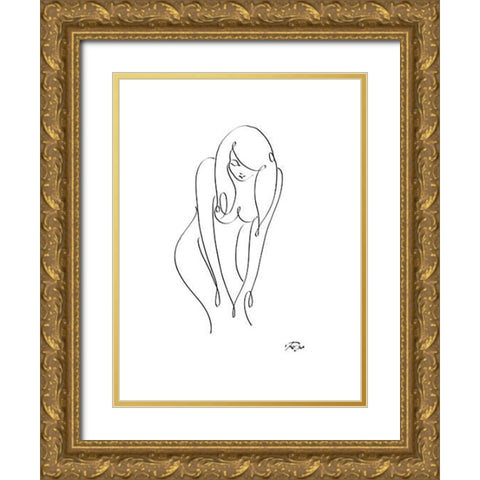 Naked I Gold Ornate Wood Framed Art Print with Double Matting by Mahdavi, Gholam Reza