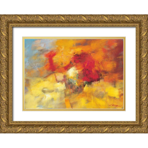Coloring II Gold Ornate Wood Framed Art Print with Double Matting by Madjid