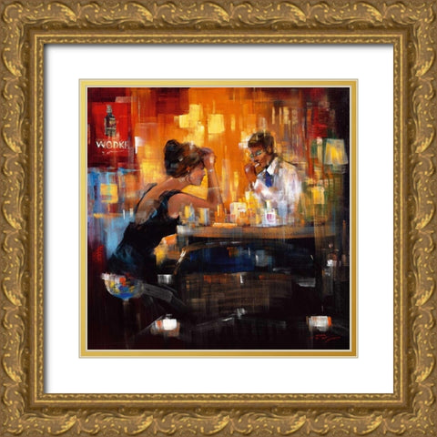 Bar Scene I Gold Ornate Wood Framed Art Print with Double Matting by Madjid