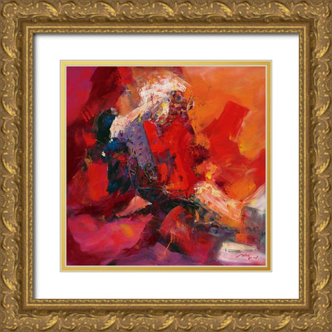 Coloring IV Gold Ornate Wood Framed Art Print with Double Matting by Madjid