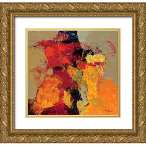 Coloring V Gold Ornate Wood Framed Art Print with Double Matting by Madjid