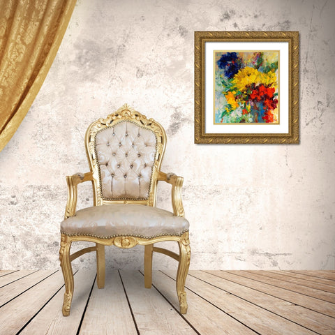 Blumenfreude I Gold Ornate Wood Framed Art Print with Double Matting by Madjid