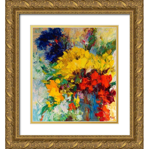 Blumenfreude I Gold Ornate Wood Framed Art Print with Double Matting by Madjid