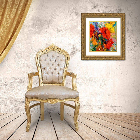 Blumenfreude II Gold Ornate Wood Framed Art Print with Double Matting by Madjid