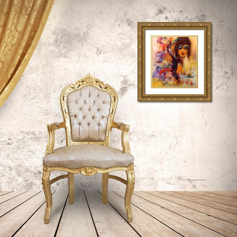 Tiffany Gold Ornate Wood Framed Art Print with Double Matting by Madjid