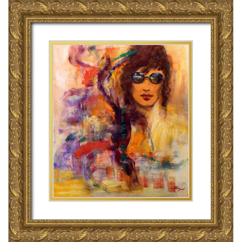 Tiffany Gold Ornate Wood Framed Art Print with Double Matting by Madjid