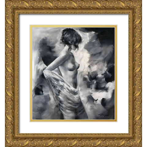 Loveliness I Gold Ornate Wood Framed Art Print with Double Matting by Madjid