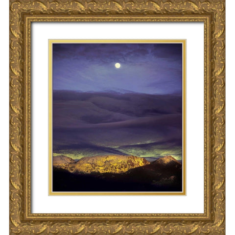 Montana Moon Rise Gold Ornate Wood Framed Art Print with Double Matting by Stalowy, John