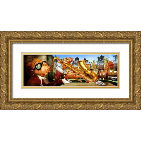 On the roof -2 Gold Ornate Wood Framed Art Print with Double Matting by Alvez, A. - Perez, A.