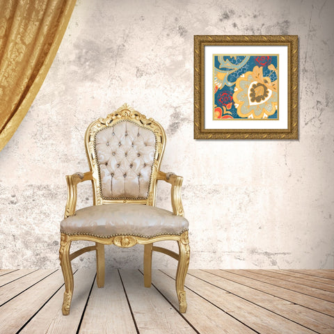 Paisley Blossom Red II Gold Ornate Wood Framed Art Print with Double Matting by Mark, Leslie