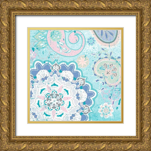 Paisley Faire VI Gold Ornate Wood Framed Art Print with Double Matting by Mark, Leslie