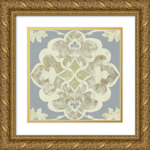 Pastel Tile Design IV Gold Ornate Wood Framed Art Print with Double Matting by Studio W