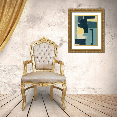 Blue Note II Gold Ornate Wood Framed Art Print with Double Matting by Delamater, Rob