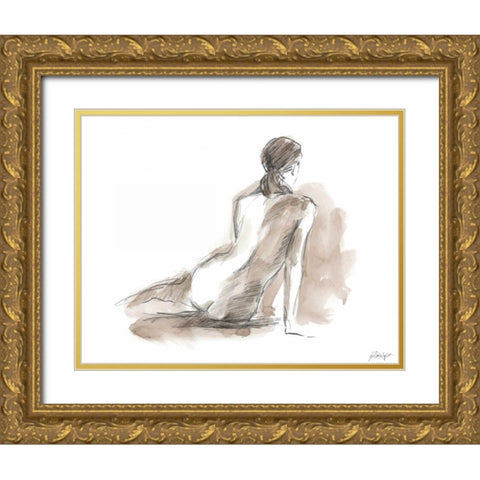 Gestural Figure Study III Gold Ornate Wood Framed Art Print with Double Matting by Harper, Ethan