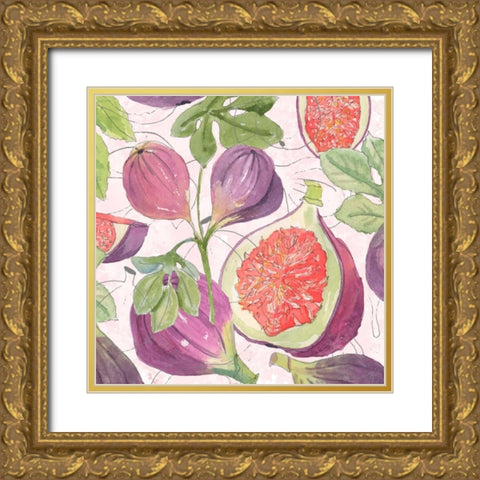 Fig Medley I Gold Ornate Wood Framed Art Print with Double Matting by Mark, Leslie