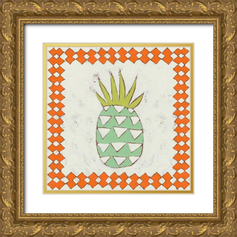 Pineapple Vacation I Gold Ornate Wood Framed Art Print with Double Matting by Zarris, Chariklia