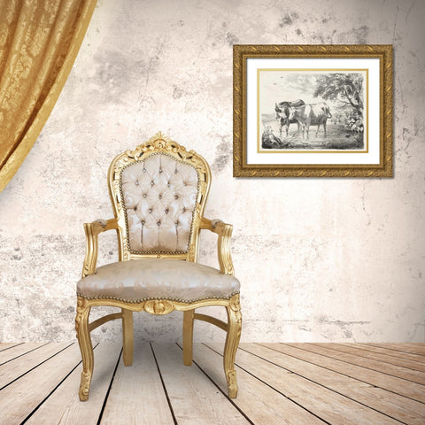 Rural Charms II Gold Ornate Wood Framed Art Print with Double Matting by Unknown