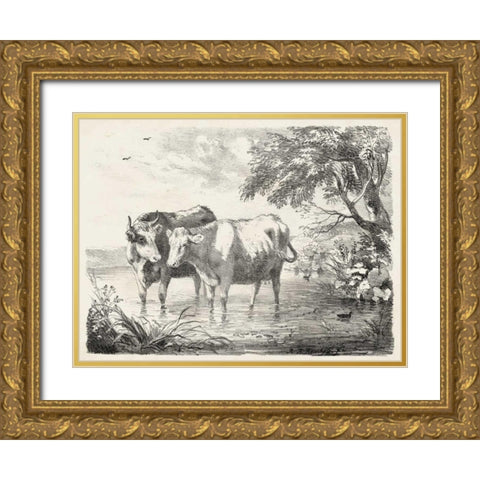 Rural Charms II Gold Ornate Wood Framed Art Print with Double Matting by Unknown