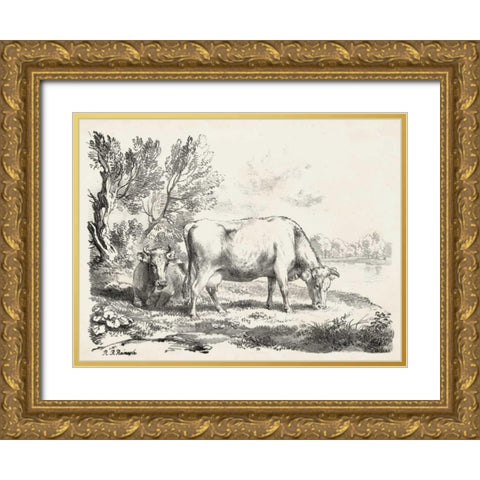 Rural Charms III Gold Ornate Wood Framed Art Print with Double Matting by Unknown