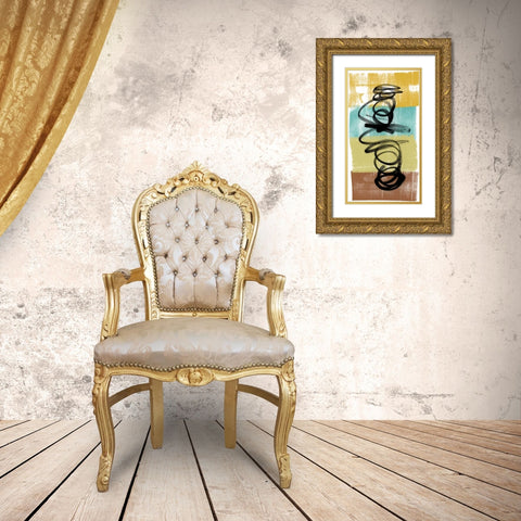 Dancing Swirl I Gold Ornate Wood Framed Art Print with Double Matting by Saunders, Alonzo