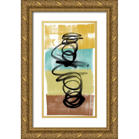 Dancing Swirl I Gold Ornate Wood Framed Art Print with Double Matting by Saunders, Alonzo