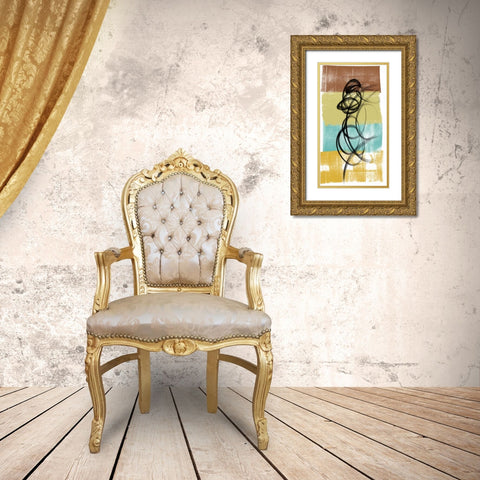 Dancing Swirl II Gold Ornate Wood Framed Art Print with Double Matting by Saunders, Alonzo