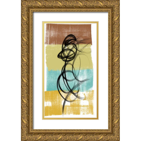 Dancing Swirl II Gold Ornate Wood Framed Art Print with Double Matting by Saunders, Alonzo