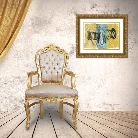 Swirling I Gold Ornate Wood Framed Art Print with Double Matting by Saunders, Alonzo