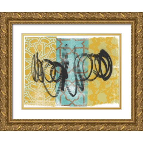 Swirling I Gold Ornate Wood Framed Art Print with Double Matting by Saunders, Alonzo