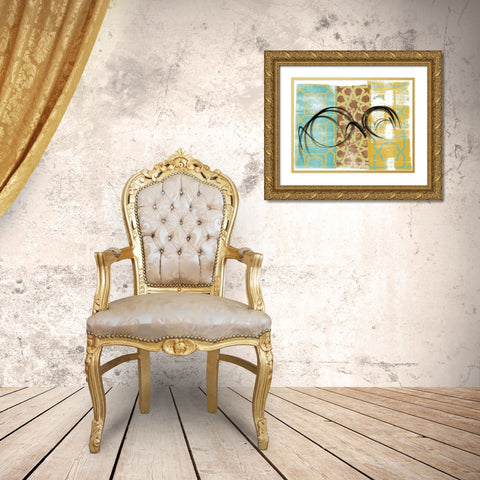 Swirling II Gold Ornate Wood Framed Art Print with Double Matting by Saunders, Alonzo