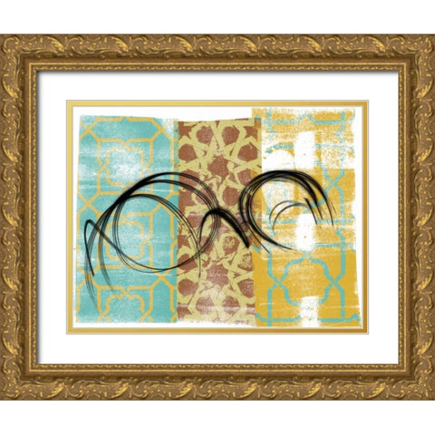 Swirling II Gold Ornate Wood Framed Art Print with Double Matting by Saunders, Alonzo