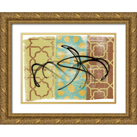 Swirling III Gold Ornate Wood Framed Art Print with Double Matting by Saunders, Alonzo