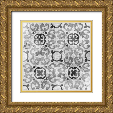 Boho Luxe Tile I Gold Ornate Wood Framed Art Print with Double Matting by Vess, June Erica