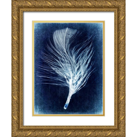 Inverted Feather III Gold Ornate Wood Framed Art Print with Double Matting by Malek, Honey