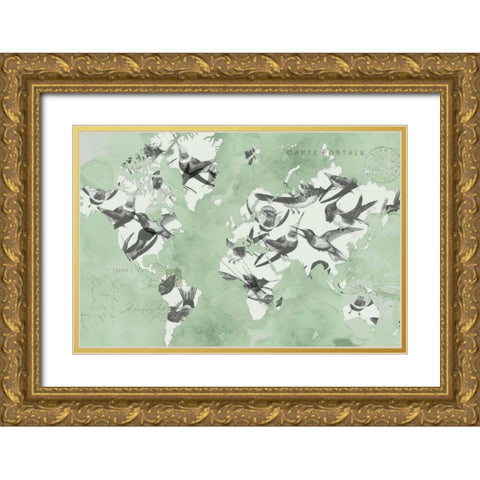 Migration of Birds Gold Ornate Wood Framed Art Print with Double Matting by Goldberger, Jennifer