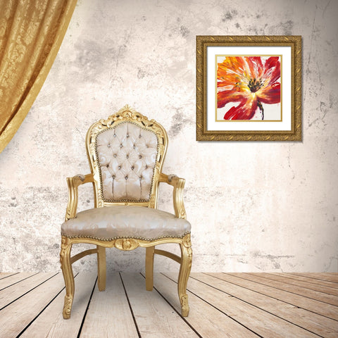 Fleur Rouge II Gold Ornate Wood Framed Art Print with Double Matting by OToole, Tim