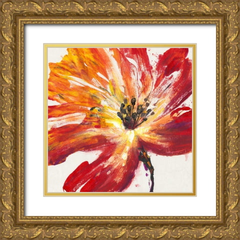 Fleur Rouge II Gold Ornate Wood Framed Art Print with Double Matting by OToole, Tim
