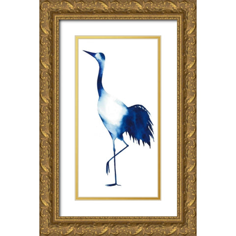 Ink Drop Crane II Gold Ornate Wood Framed Art Print with Double Matting by Popp, Grace